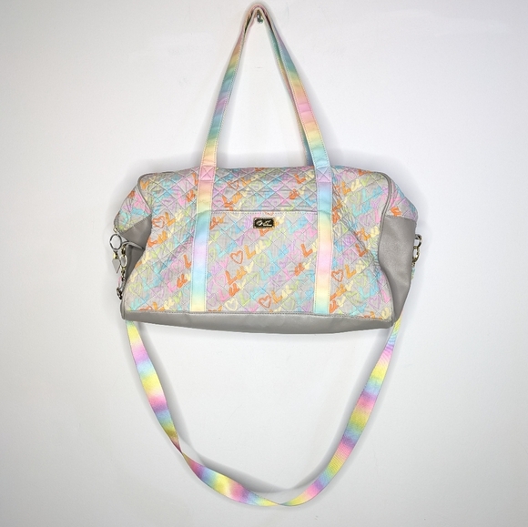 Betsey Johnson Handbags - Luv Betsey Betsey Johnson Grey Rainbow Quilted Weekender Bag W Trolley Sleeve